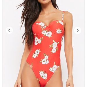 Floral Bustier One Piece Swimsuit